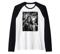 Bigfoot Sasquatch Selfie Rock On UFO Funny Raglan Baseball Tee