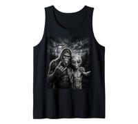 Bigfoot Sasquatch Selfie Rock On UFO Funny Tank Top
