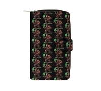 Bigfoot Sasquatch Shamrock Irish Proud Long Zippered Pouch Slim Clutch Organizer Purse Money and Credit Card Holder for Men Women