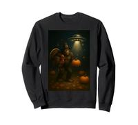 Bigfoot Sasquatch Turkey UFOs Funny Thanksgiving Day Pumpkin Sweatshirt