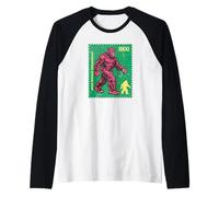 Bigfoot Sasquatch Vintage International Stamp Funny Raglan Baseball Tee
