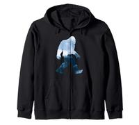 Bigfoot Sasquatch Yeti Forest Double Exposure Figure Zip Hoodie