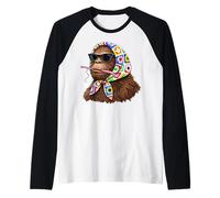 Bigfoot Sasquatch Yeti Granny Square Crochet Yarn Crocheting Raglan Baseball Tee
