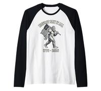 Bigfoot Saw It All 1776 2026 Patriotic America Cryptid Raglan Baseball Tee