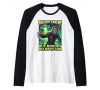 Bigfoot Saw Me But Nobody Believes Him UFO Alien Abduction Raglan Baseball Tee