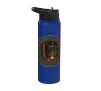 Bigfoot Saw Me Funny Badge Night Campfire Sasquatch Men Stainless Steel Insulated Water Bottle
