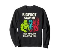 Bigfoot Saw Me Nobody Believes Him Funny Mens Cryptid Sweatshirt