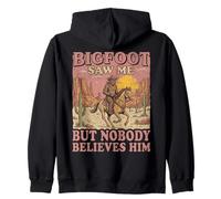 Bigfoot Saw Me Nobody Believes Him Western Cowboy Sasquatch Zip Hoodie