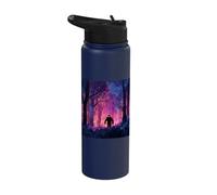 Bigfoot Silhouette Bioluminescent Purple Woods Stainless Steel Insulated Water Bottle
