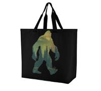 Bigfoot Silhouette Forest Large Tote Bag Reusable for Shopping