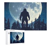 Bigfoot Silhouette Moon Wooden Jigsaw Puzzles for Adults Brain-Teasing Game Idea Puzzle Gift 1000 PCS