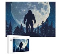 Bigfoot Silhouette Moon Wooden Jigsaw Puzzles for Adults Brain-Teasing Game Idea Puzzle Gift 300 PCS