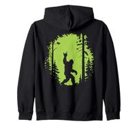 Bigfoot Silhouette Walking Through Forest Adventure Mystery Zip Hoodie