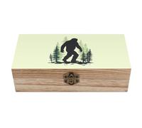 Bigfoot Silhouette Wooden Storage Box Decorative Keepsake Boxes Jewelry Organizer Gifts with Hinged Lid