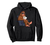 Bigfoot Sitting in a Couch Playing Poker Gambling Sasquatch Pullover Hoodie