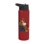 Bigfoot Sitting in a Couch Playing Poker Gambling Sasquatch Stainless Steel Insulated Water Bottle