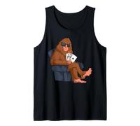 Bigfoot Sitting in a Couch Playing Poker Gambling Sasquatch Tank Top