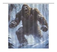 Bigfoot Snowstorm Shower Curtain Waterproof Polyester Fabric Stylish Pattern for Bathroom Tub Shower Divider