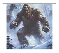Bigfoot Snowstorm Shower Curtain Waterproof Polyester Fabric Stylish Pattern for Bathroom Tub Shower Divider