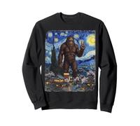 Bigfoot Starrynight vangogh sky moon abstract painting art Sweatshirt