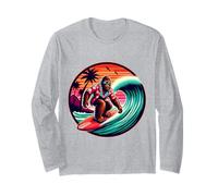 Bigfoot Surfboard Beach Summer Surfing Sasquatch Hawaiian Long Sleeve T-Shirt