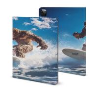 Bigfoot Surfing Beach Compatible with iPad Protective Case with Pen Holder Book Style