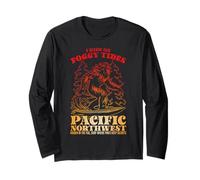 Bigfoot Surfing I Ride On Foggy Tides Pacific Northwest Long Sleeve T-Shirt