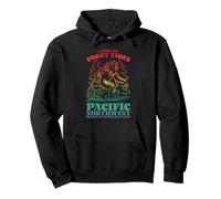Bigfoot Surfing I Ride On Foggy Tides Pacific Northwest Pullover Hoodie