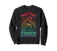 Bigfoot Surfing I Ride On Foggy Tides Pacific Northwest Sweatshirt
