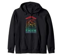 Bigfoot Surfing I Ride On Foggy Tides Pacific Northwest Zip Hoodie