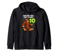 Bigfoot Ten 10th Birthday Sasquatch 10 Year Old Boys Kids Zip Hoodie