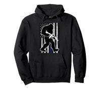Bigfoot Thin Blue Line American Flag Police Gift for Cops Pullover Hoodie