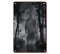 Bigfoot Tin Sign Sasquatch Bigfoot In The forest Tin Signs Vintage Funny Signs Unique Home Decorations Cute Wall Decor Metal Poster for Bedroom Office Kitchen 8x12 inch