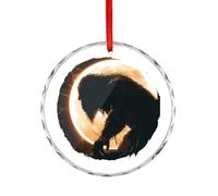 Bigfoot Total Solar Eclipse Christmas Ornaments Glass Crystal Round Hanging Decorations for Xmas Tree Holiday Party