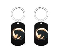 Bigfoot Total Solar Eclipse Personalized Metal Key Tags with Labels Keychain Stainless Steel Key Rings Signs