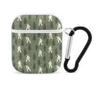 Bigfoot Trees Pattern Cute Earbuds Case Compatible with Airpods 1/2 Wireless Headphones Cover with Carabiner