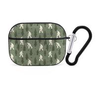 Bigfoot Trees Pattern Cute Earbuds Case Compatible with Airpods Pro Wireless Headphones Cover with Carabiner
