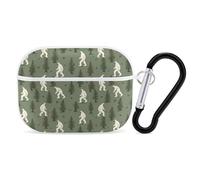 Bigfoot Trees Pattern Cute Earbuds Case Compatible with Airpods Pro Wireless Headphones Cover with Carabiner