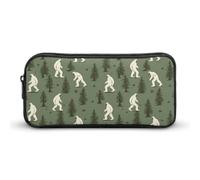 Bigfoot Trees Pattern Cute Pencil Case Large Capacity Portable Zippered Pen Pouch Bag for Office Unisex