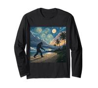 Bigfoot Tropical Beach Walk Under Starry Twilight Skies Long Sleeve T-Shirt