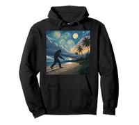 Bigfoot Tropical Beach Walk Under Starry Twilight Skies Pullover Hoodie