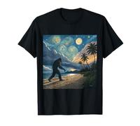 Bigfoot Tropical Beach Walk Under Starry Twilight Skies T-Shirt