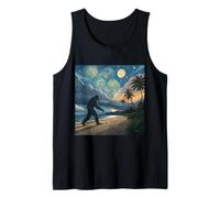 Bigfoot Tropical Beach Walk Under Starry Twilight Skies Tank Top