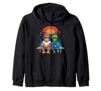 Bigfoot Tshirt Sasquatch Alien Fishing Conspiracy Funny Meme Zip Hoodie