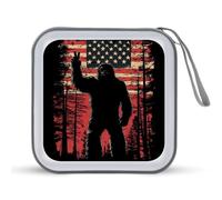 Bigfoot U.S. Flag Funny CD Holder 40 Capacity DVD Case Disc Protective Storage Organizer Bag for Car Home Travel