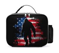Bigfoot U.S. Flag Funny Insulated Lunch Bag Reusable Leakproof Tote Bags Box for Work Travel Outdoor