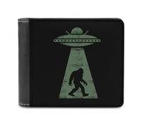 Bigfoot UFO Abduction Believe Men's Bifold Wallet Slim Cash Card Holder Leather Purse