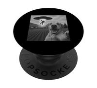 Bigfoot UFO Abduction Dog Selfie - Funny Alien Sci Fi PopSockets Adhesive PopGrip