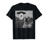 Bigfoot UFO Abduction Dog Selfie - Funny Alien Sci Fi T-Shirt