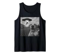 Bigfoot UFO Abduction Dog Selfie - Funny Alien Sci Fi Tank Top